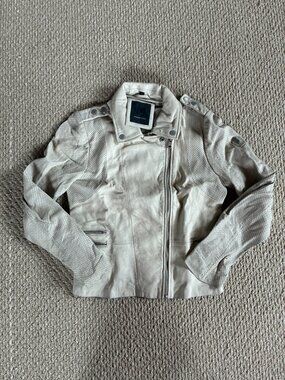 Mauritius White Leather Mesh Motorcycle Jacket Size 8 READ